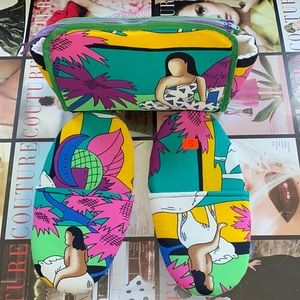 Vintage Handmade bag and slippers made in Tahiti